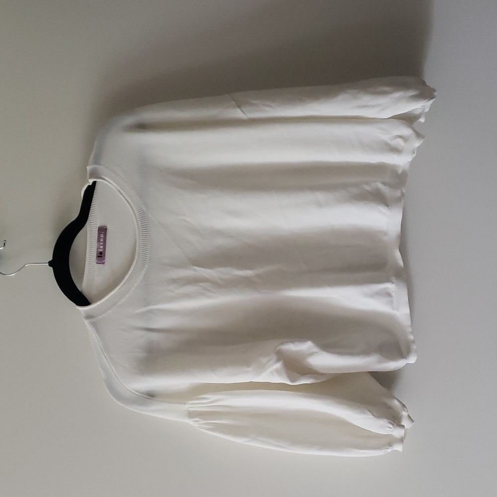 La Lavon NEW White Knit Half Sleeve Blouse